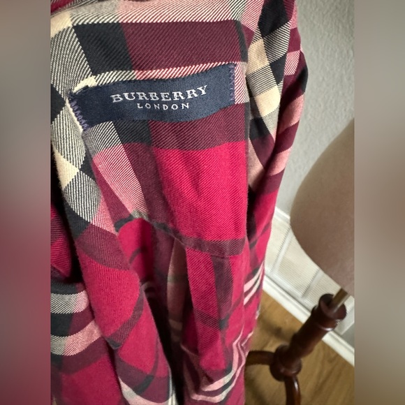 Burberry London Red Plaid Top Medium - Picture 3 of 6
